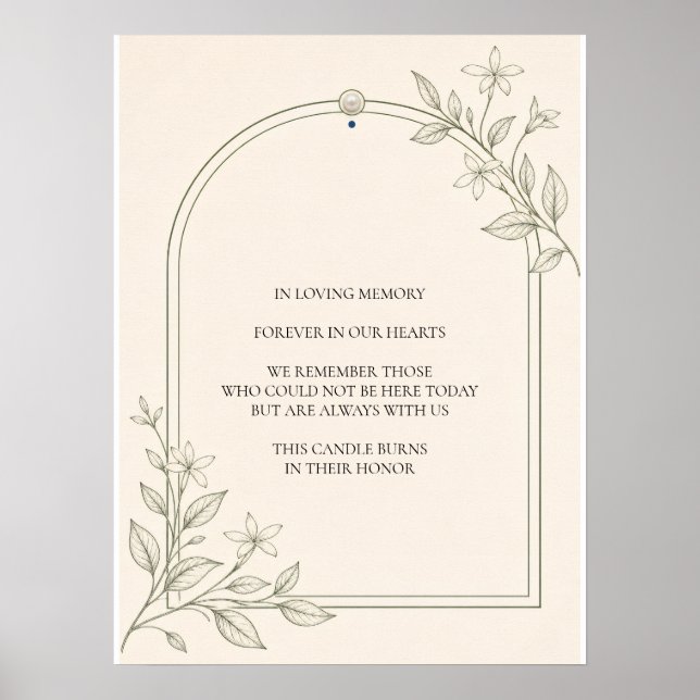 Olive Botanical In Loving Memory Wedding Sign (Front)