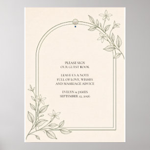 Olive Botanical Please Sign Our Guest Book Wedding