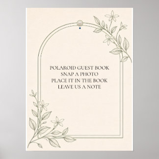 Olive Botanical Polaroid Guest Book Wedding Sign