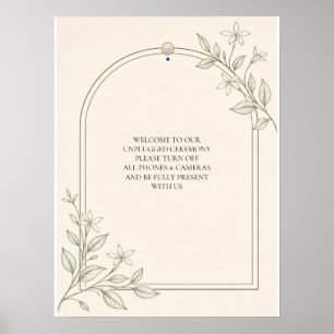 Olive Botanical Unplugged Wedding Ceremony Sign