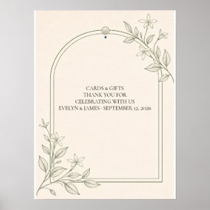 Olive Botanical Wedding Cards and Gifts Sign