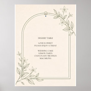 Olive Botanical Wedding Dessert Table Sign