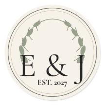Olive Botanical Wedding Envelope Seal Sticker