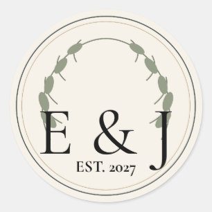 Olive Botanical Wedding Envelope Seal Sticker