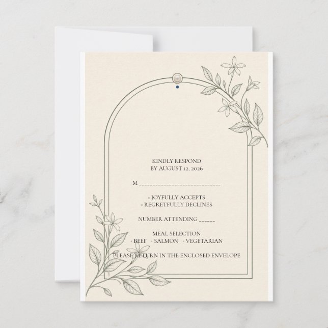 Olive Botanical Wedding RSVP Card (Front)