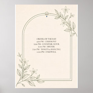 Olive Botanical Wedding Timeline Sign