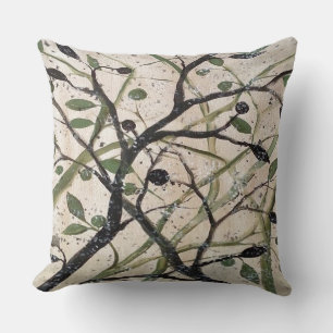Olive Branch Abstract Art Cushion
