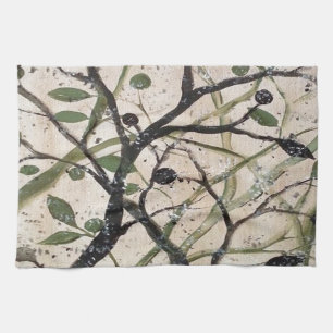 Olive Branch Abstract Art Tea Towel