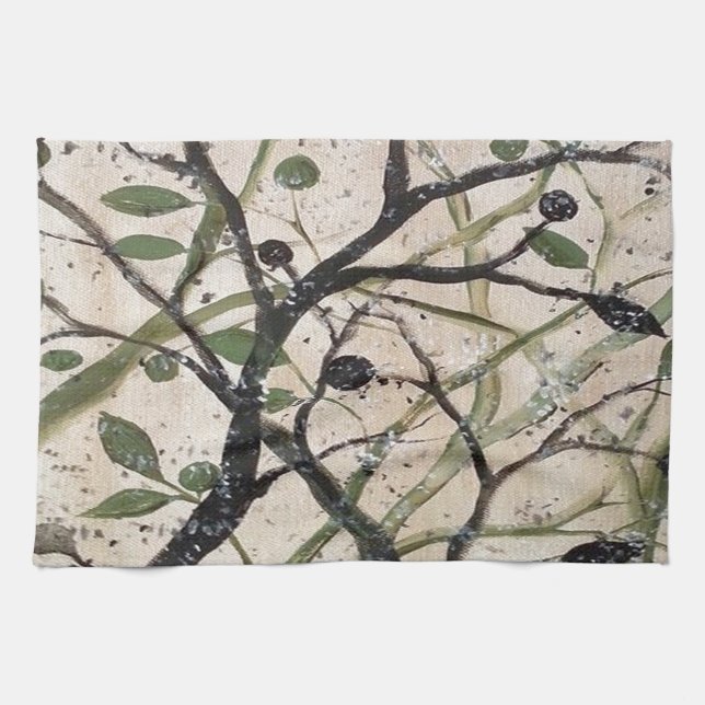 Olive Branch Abstract Art Tea Towel (Horizontal)