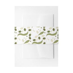Olive Branch and Leaves Seamless Pattern      Invitation Belly Band