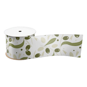 Olive Branch and Leaves Seamless Pattern     Satin Ribbon