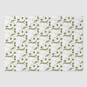 Olive Branch and Leaves Seamless Pattern Tissue Paper