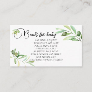 Olive branch Baby Shower Book Request Insert