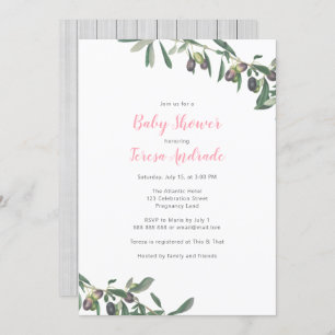 Olive Branch  Baby Shower Mediterranean Botanical Invitation