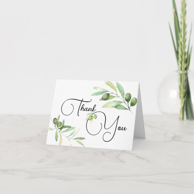 Olive branch Baby Shower Thank You Card (Front)