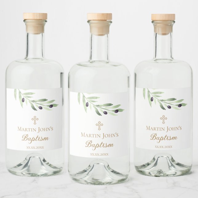 olive branch Baptism  Liquor Bottle Label (Bottles)