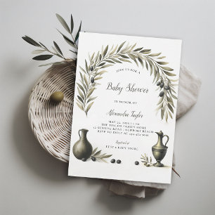 Olive Branch Boho Arch Urns Neutral Baby Shower Invitation