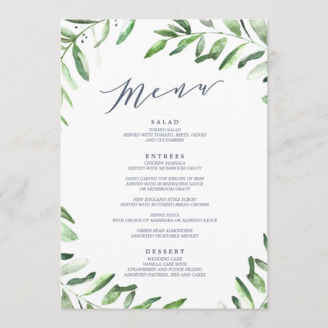 Olive Branch Boho Garden Menu (Front)