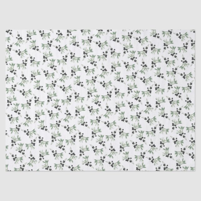 Olive Branch Botanical Simple Decorative Patterned Tissue Paper (Front)
