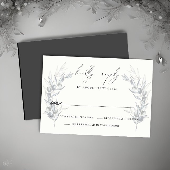 Olive Branch Botanical Wedding RSVP Response Card (Creator Uploaded)