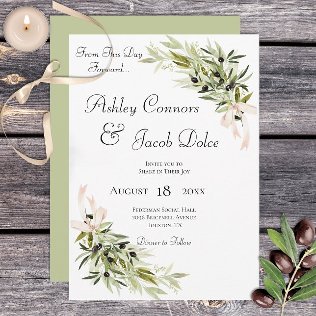 Olive Branch Bouquets Wedding Invitation (Creator Uploaded)