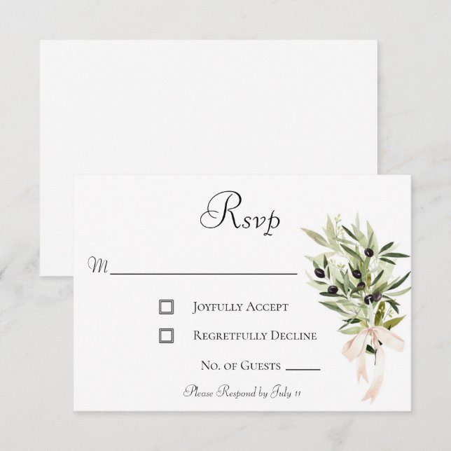Olive Branch Bouquets Wedding RSVP Card (Front/Back)