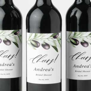 Olive Branch Bridal Shower Wine Label