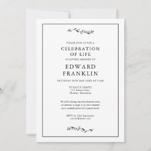 Olive Branch Celebration Of Life Funeral Invitation