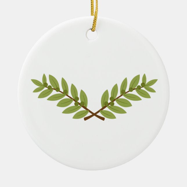 Olive Branch Ceramic Tree Decoration (Front)