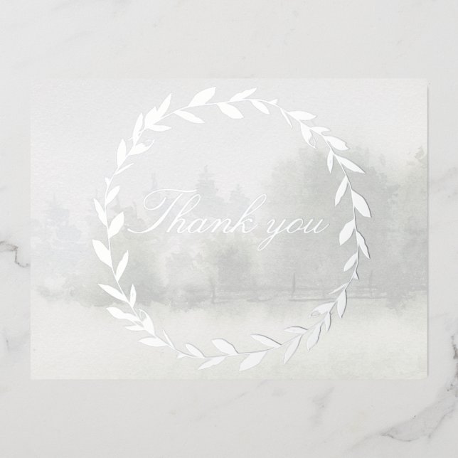 Olive Branch Chuppah Forest Wedding Thank You Card (Front)