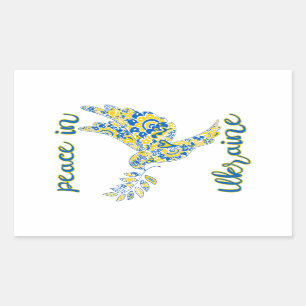 Olive branch dove of peace Ukrainian flag colours Rectangular Sticker