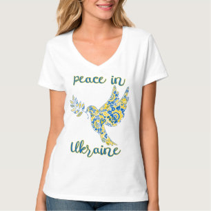 Olive branch dove of peace Ukrainian flag colours T-Shirt