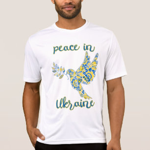 Olive branch dove of peace Ukrainian flag colours T-Shirt