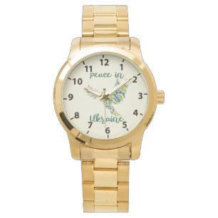 Olive branch dove of peace Ukrainian flag colours Watch
