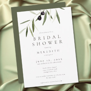 Olive Branch Elegant Minimal Bridal Shower Invitation