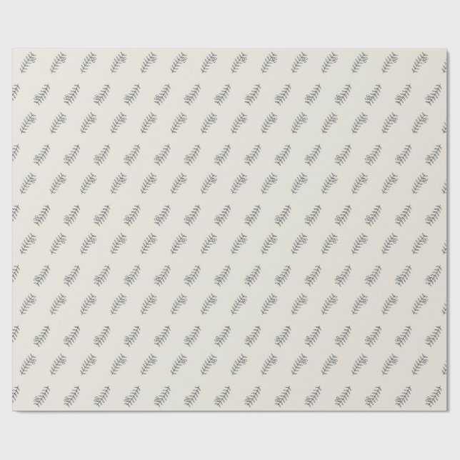Olive Branch Engraved Line Pattern Wrapping Paper (Flat)
