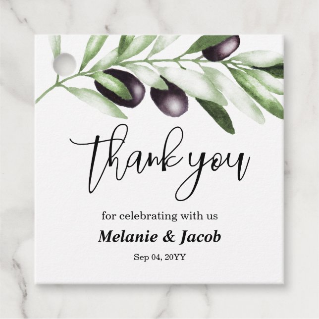 Olive Branch  Favour Tags (Front)