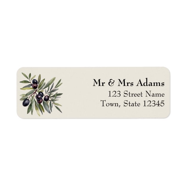 Olive Branch Ivory Wedding Return Address (Front)