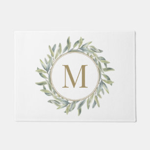 Olive Branch Laurel Wreath Personalised Monogram Doormat