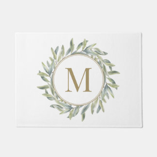 Olive Branch Laurel Wreath Personalised Monogram Doormat