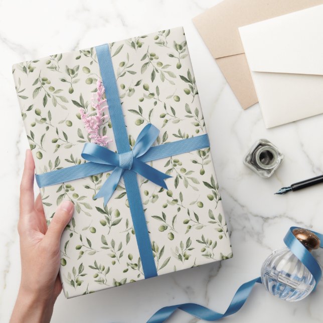 Olive Branch Mediterranean Pattern  Wrapping Paper (Gifting)