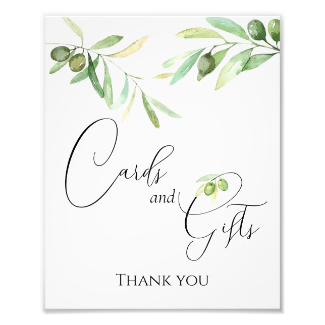 Olive branch Modern Cards and Gifts Poster (Front)