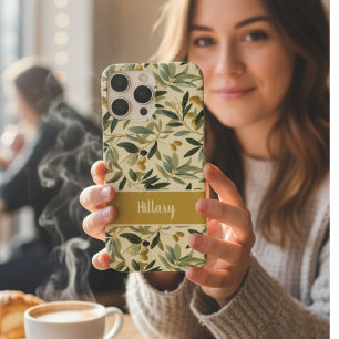 Olive Branch Monogram Name  iPhone 16 Pro Max Case