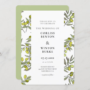 Olive branch pattern wedding invitation
