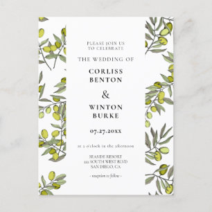 Olive branch pattern wedding invitation postcard