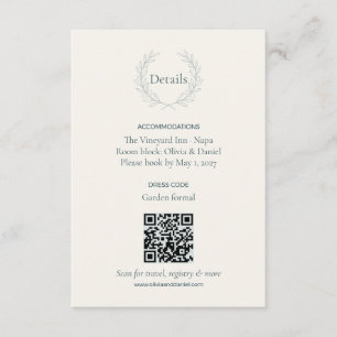 Olive Branch QR Code Wedding Details Card