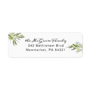Olive Branch Return Address Label
