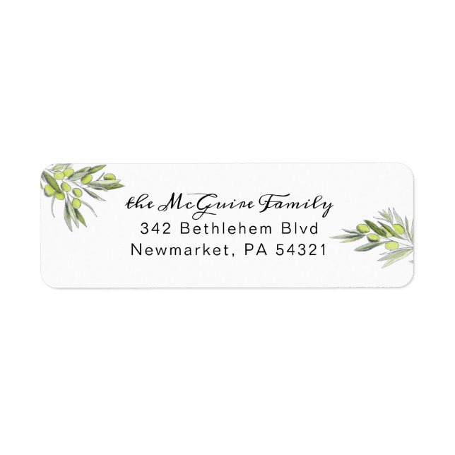 Olive Branch Return Address Label (Front)