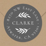 Olive Branch Round Return Address Label<br><div class="desc">Custom return address stickers personalised with your family monogram and address. Use the design tools to change the background colour and fonts to further customise your own unique design.</div>