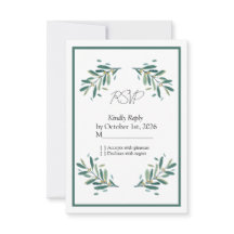 Olive Branch Sage Green Wedding RSVP Response Card